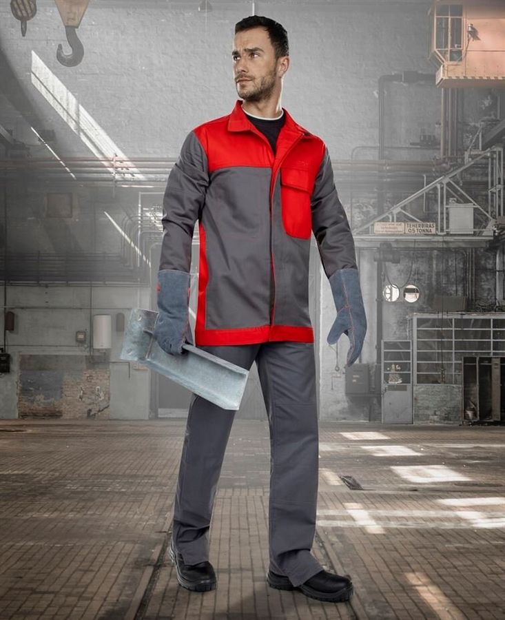 Куртка рабочая для сварщика METTHEW 01 красно-серая фото